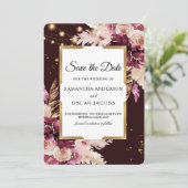 Romantisch Burgundy & Blush Roze Bloemen  Save The Date (Staand voorkant)