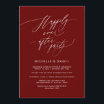 Romantisch Burgundy Schrift, Trouwen met Elopement Kaart<br><div class="desc">Nodig uw gasten uit met deze Perfecte moderne romantische script Trouwen met elopement receptie/ feestelijke uitnodigingskaart (kaart titel: Happily Ever after party),  in Burgundy lettertype kleur. Voeg uw feestdetails toe in het overeenkomende lettertype / letters. 
#TeeshaDerrick</div>