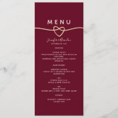Romantisch Burgundy Trouwmenu Menu (Voorkant)