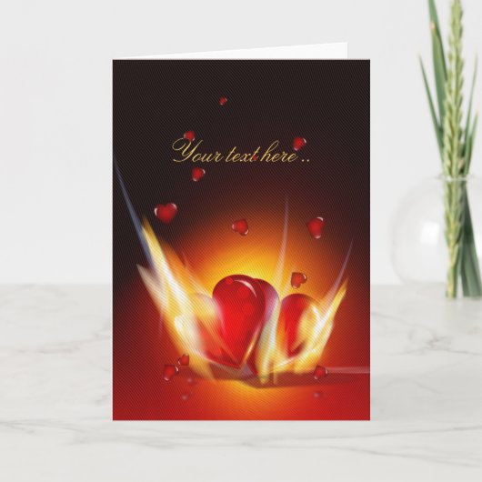 Romantisch Burning Love Hearts Wenskaart Kaart (Voorkant)