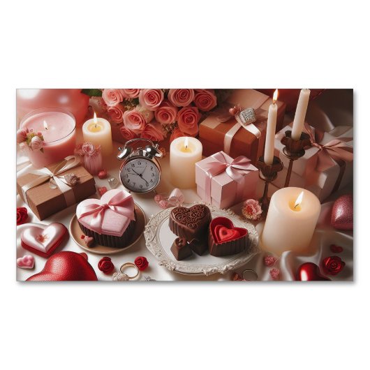 Romantisch cadeauthema magneet | Elegante visiteka (Voorkant)