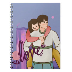 Romantisch Cartoon Notitieboek - Schattige paar
