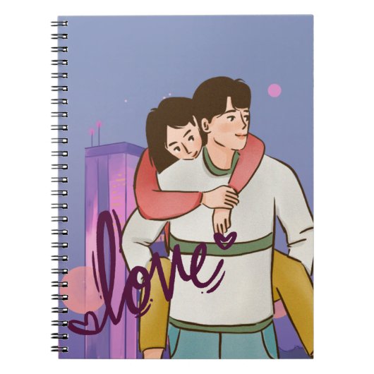 Romantisch Cartoon Notitieboek - Schattige paar (Voorkant)