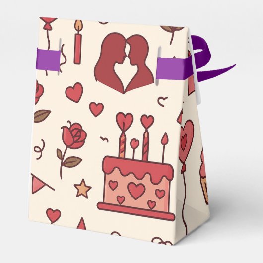 Romantisch Celebratie Doodle Patroon Bedankdoosjes (Achterkant)