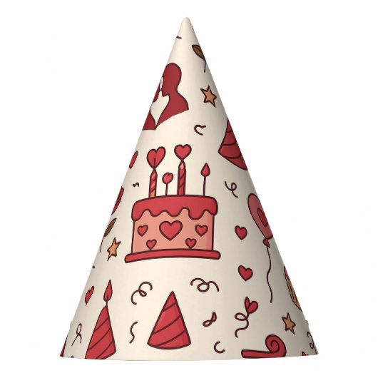 Romantisch Celebratie Doodle Patroon Feesthoedjes (Voorkant)