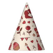 Romantisch Celebratie Doodle Patroon Feesthoedjes (Links)