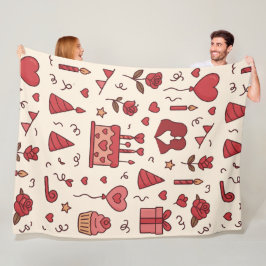 Romantisch Celebratie Doodle Patroon Fleece Deken