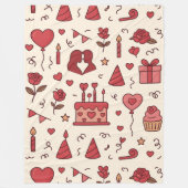 Romantisch Celebratie Doodle Patroon Fleece Deken (Voorkant)