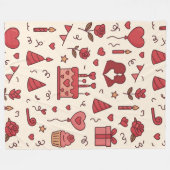 Romantisch Celebratie Doodle Patroon Fleece Deken (Voorkant (Horizontaal))