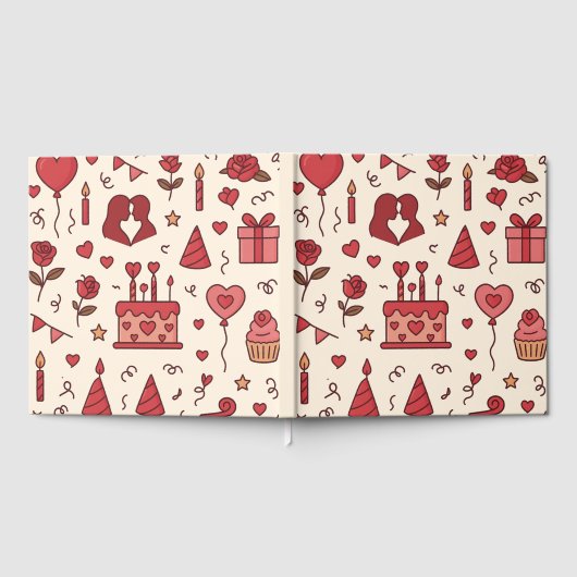 Romantisch Celebratie Doodle Patroon Gastenboek (Volledig)