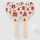 Romantisch Celebratie Doodle Patroon Handwaaier (Voorkant en achterkant)