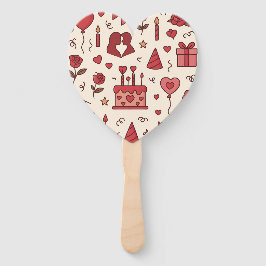 Romantisch Celebratie Doodle Patroon Handwaaier