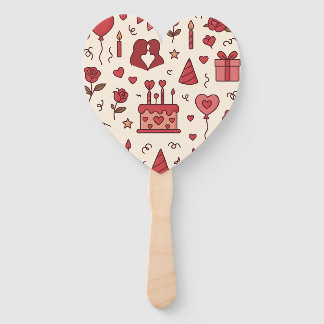 Romantisch Celebratie Doodle Patroon Handwaaier