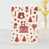 Romantisch Celebratie Doodle Patroon Kaart (Gele Bloem)