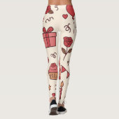 Romantisch Celebratie Doodle Patroon Leggings (Achterkant)