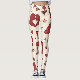Romantisch Celebratie Doodle Patroon Leggings
