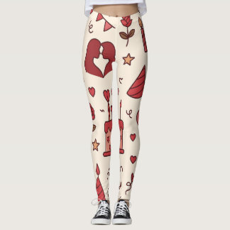 Romantisch Celebratie Doodle Patroon Leggings