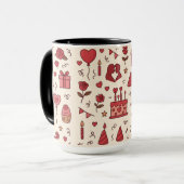 Romantisch Celebratie Doodle Patroon Mok (Voorkant links)
