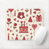 Romantisch Celebratie Doodle Patroon Muismat (Met muis)