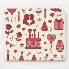Romantisch Celebratie Doodle Patroon Muismat