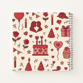 Romantisch Celebratie Doodle Patroon Notitieboek (Achterkant)