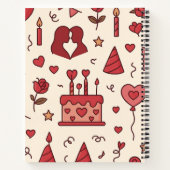 Romantisch Celebratie Doodle Patroon Notitieboek (Achterkant)