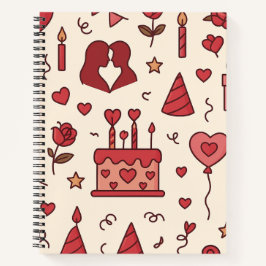 Romantisch Celebratie Doodle Patroon Notitieboek