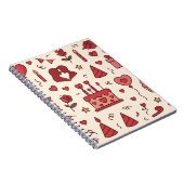Romantisch Celebratie Doodle Patroon Notitieboek (Rechterzijde)