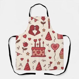 Romantisch Celebratie Doodle Patroon Schort