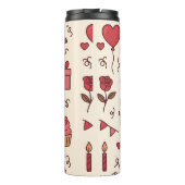 Romantisch Celebratie Doodle Patroon Thermosbeker (Achterkant)