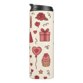 Romantisch Celebratie Doodle Patroon Thermosbeker (Geroteerd rechts)