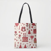 Romantisch Celebratie Doodle Patroon Tote Bag (Voorkant)
