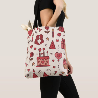 Romantisch Celebratie Doodle Patroon Tote Bag