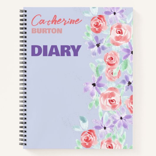 Romantisch Charmant Paarse Lavendel en Rood Notitieboek (Voorkant)