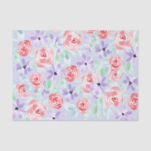 Romantisch Charmant Paarse Lavendel en Rood Tissuepapier (Voorkant)