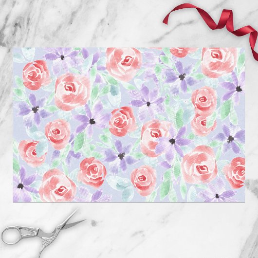 Romantisch Charmant Paarse Lavendel en Rood Tissuepapier