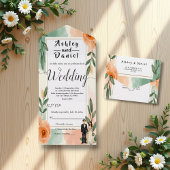 Romantisch Chic Bloemen Lijst Bruid en bruidegom b All In One Uitnodiging