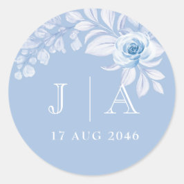 Romantisch Chic Classic Blue Floral Sticker & labe
