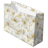 Romantisch Chic Gold White Floral Vrijgezellenfees Groot Cadeauzakje (Voorkant Gekanteld)