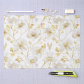 Romantisch Chic Gold White Floral Vrijgezellenfees Tissuepapier (Craft)