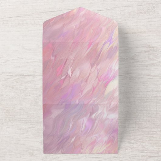 Romantisch Chic Pearl Pink All In One Uitnodiging (Buitenkant)