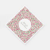 Romantisch Chic Pink Roses Floral Vrijgezellenfees Servet (Hoek)