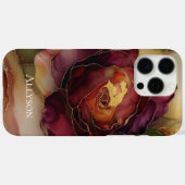 Romantisch Chic Roos Rode Bourgogne Gouden Bloemen Case-Mate iPhone Case (Achterkant (horizontaal))