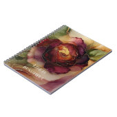 Romantisch Chic Roos Rode Bourgogne Gouden Bloemen Notitieboek (Linkerzijde)
