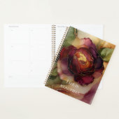 Romantisch Chic Roos Rode Bourgogne Gouden Bloemen Planner (Display)