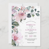 Romantisch chic roos roze botanische bruiloft kaart (Voorkant)