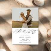 Romantisch Chic Trendy Script Rustieke Fotobruilof Save The Date