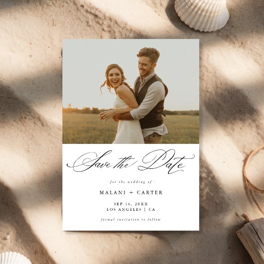 Romantisch Chic Trendy Script Rustieke Fotobruilof Save The Date