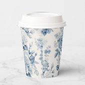 Romantisch Chique Antiek Stoffig Blauw Rozen Papieren Bekers (Links)