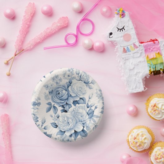 Romantisch Chique Antiek Stoffig Blauw Rozen Papieren Kommen (Feest)